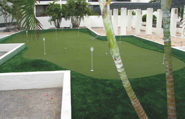 esplanade condo with synthetic turf putting green