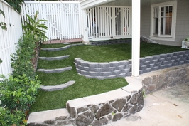 tiered lawn with artificial grass